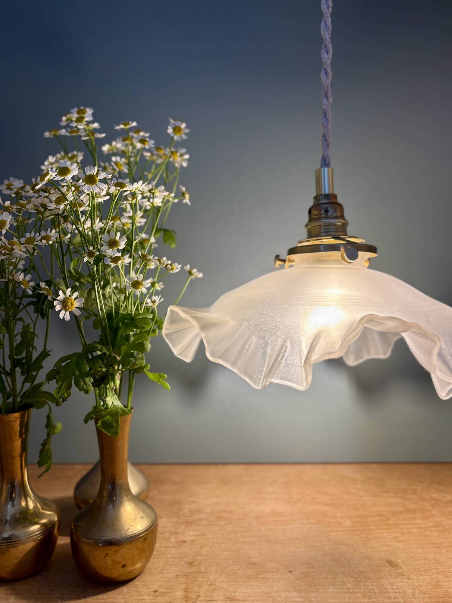 Suspension vintage lampshade in frosted glass (DEP01)