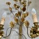 Wall lamp golden brass flowers style Hollywood Regency year 70