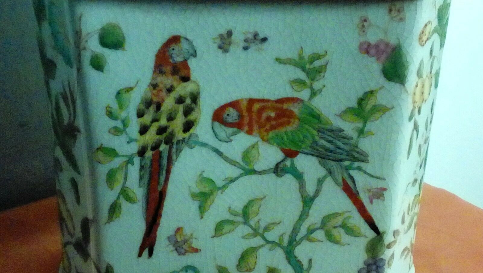Porcelain and bronze box with parakeet decoration production Adele Carez