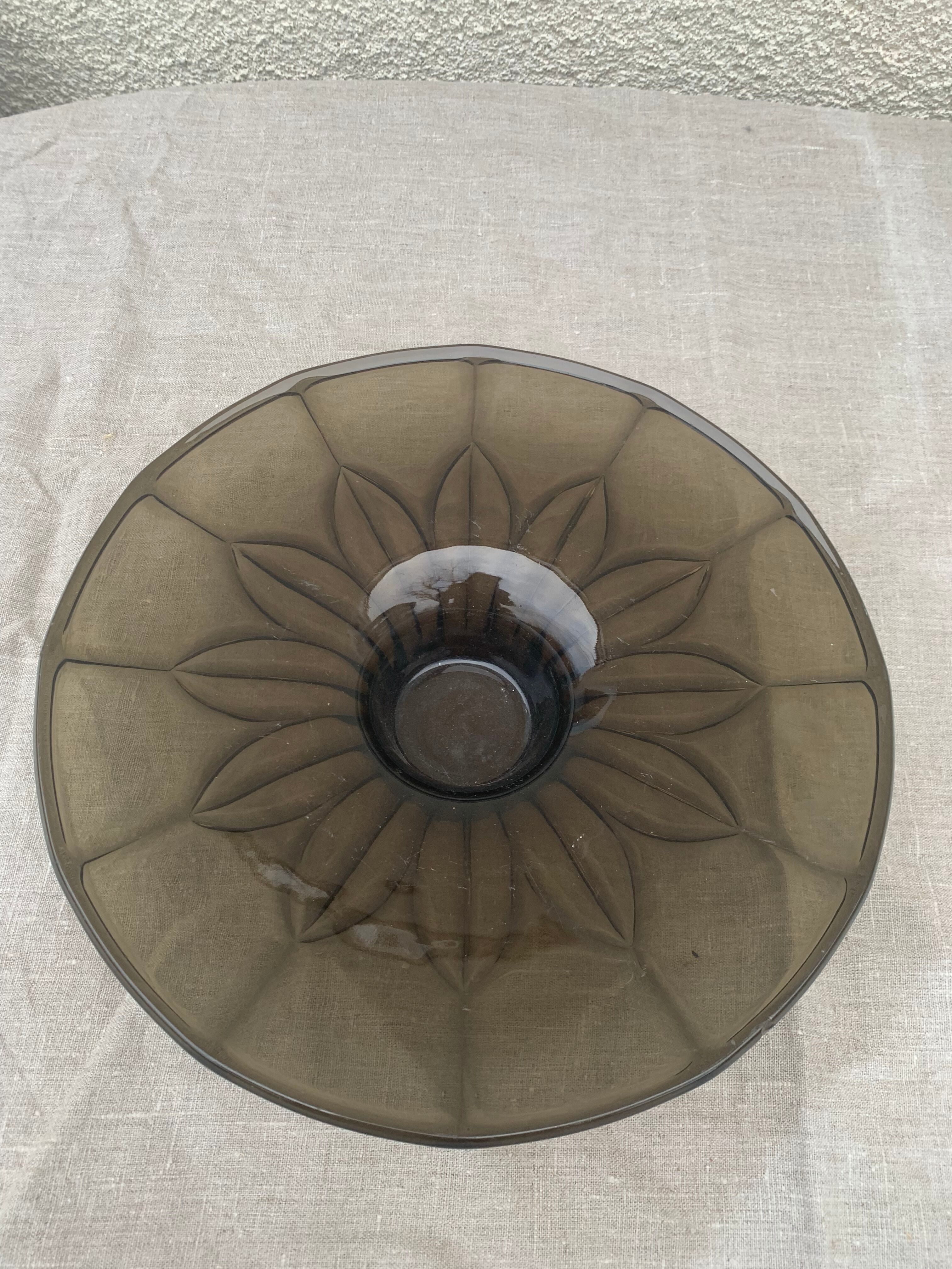 Brown glass cup vintage floral pattern