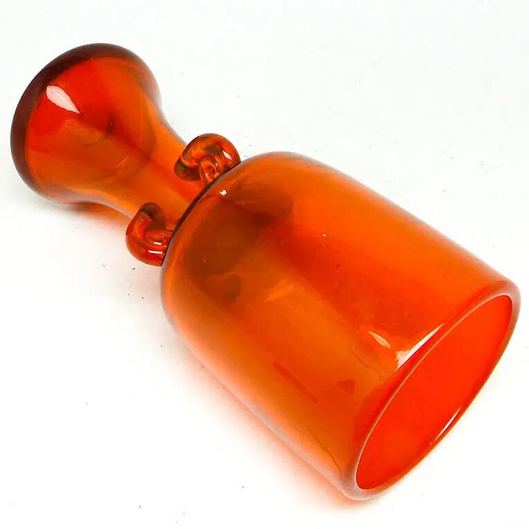 Modernism vase, orange glass, designed by J. Słuczan-Orkusz, Poland, 1970s