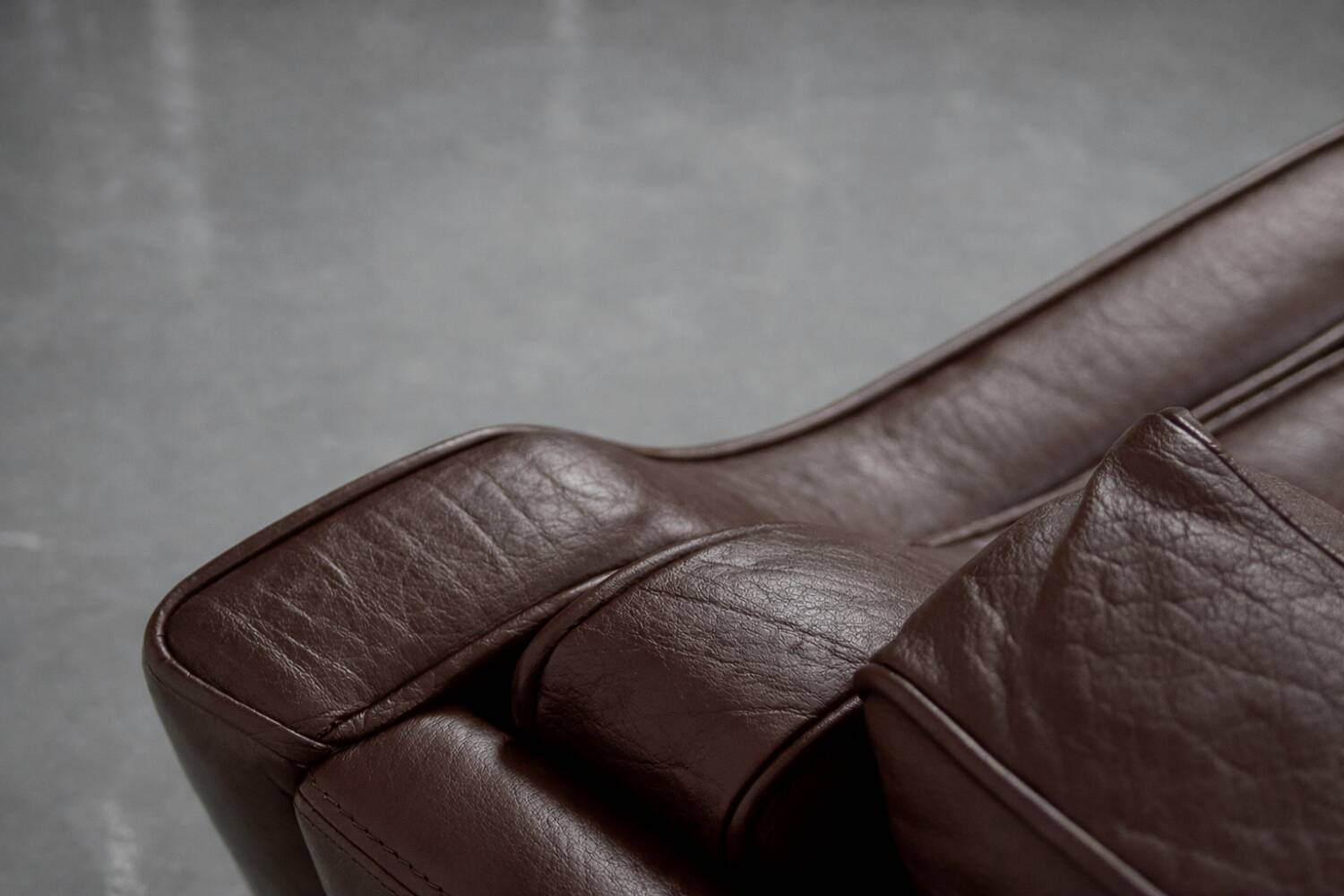 Vintage Mid-Century Scandinavian Modern Brown Leather Sofa, 1970s