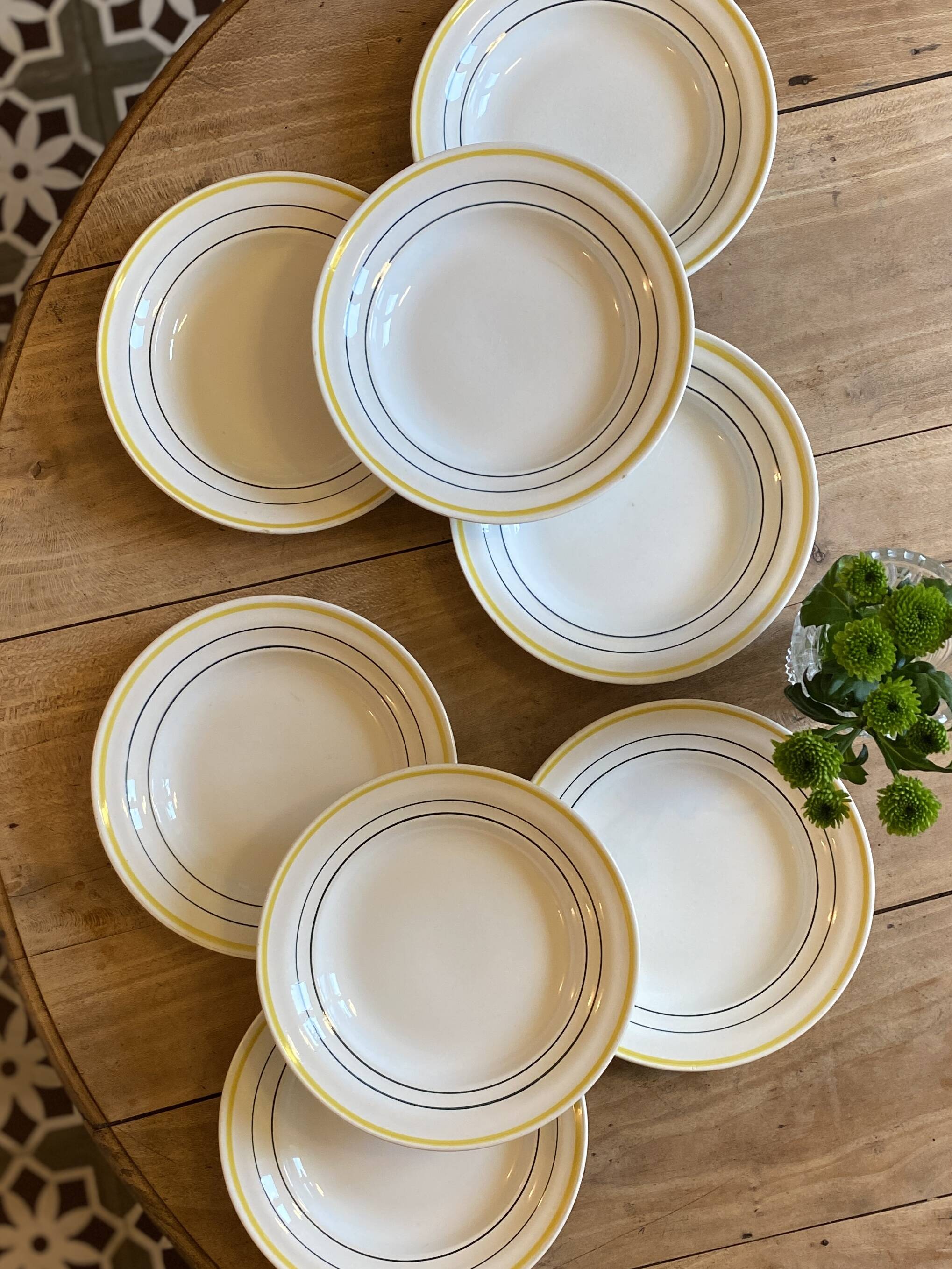 Lot de 8 assiettes creuses vintage modèle Trouville de Saint Amand