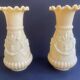 Pair of vintage Vierzon beige opaline vases