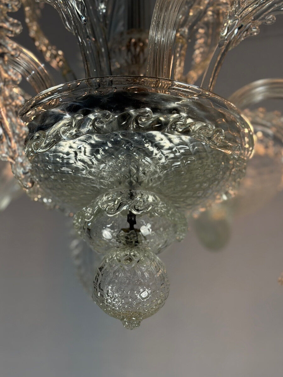 Venetian chandelier in Murano glass, 5 light arms, circa 1930.