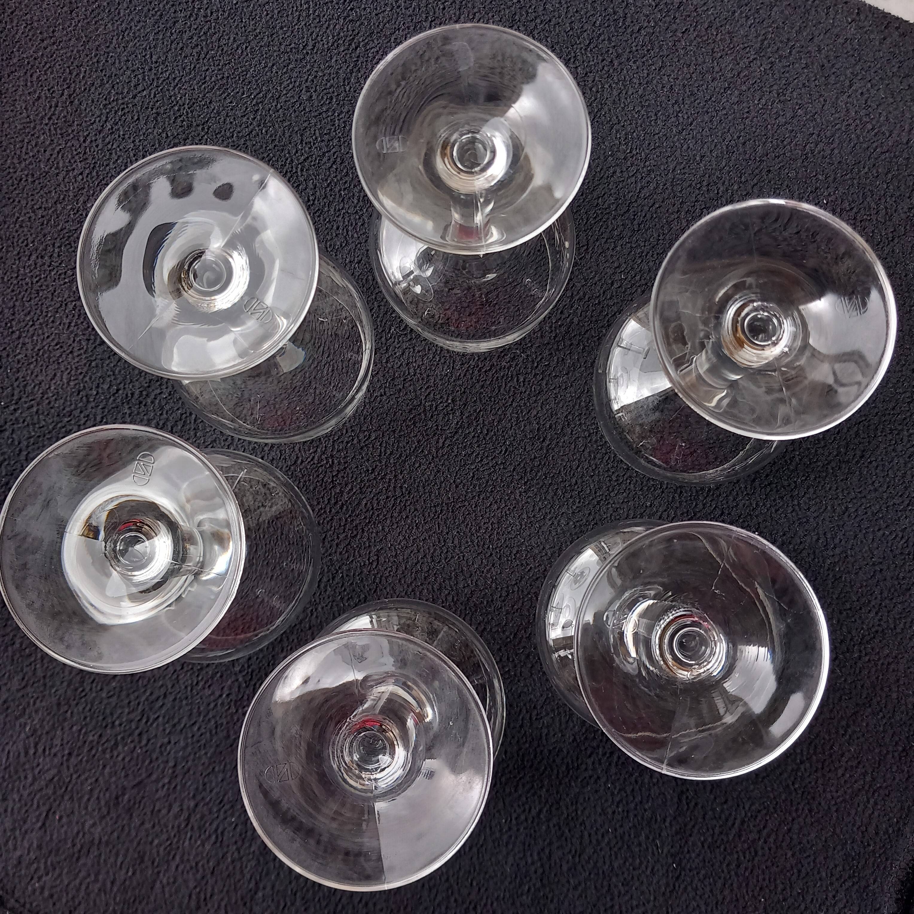 6 engraved crystal wine glasses