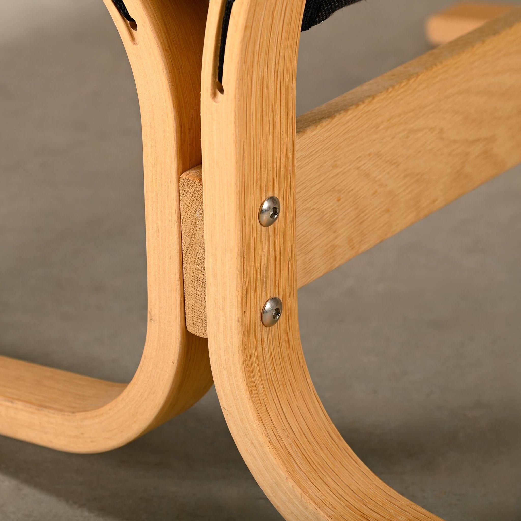 Ingmar Relling Siesta Lounge Chair and Ottoman in naturel Oak and Black Lea