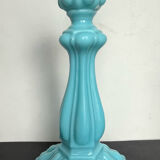 Pair of opaline candlesticks and its vase