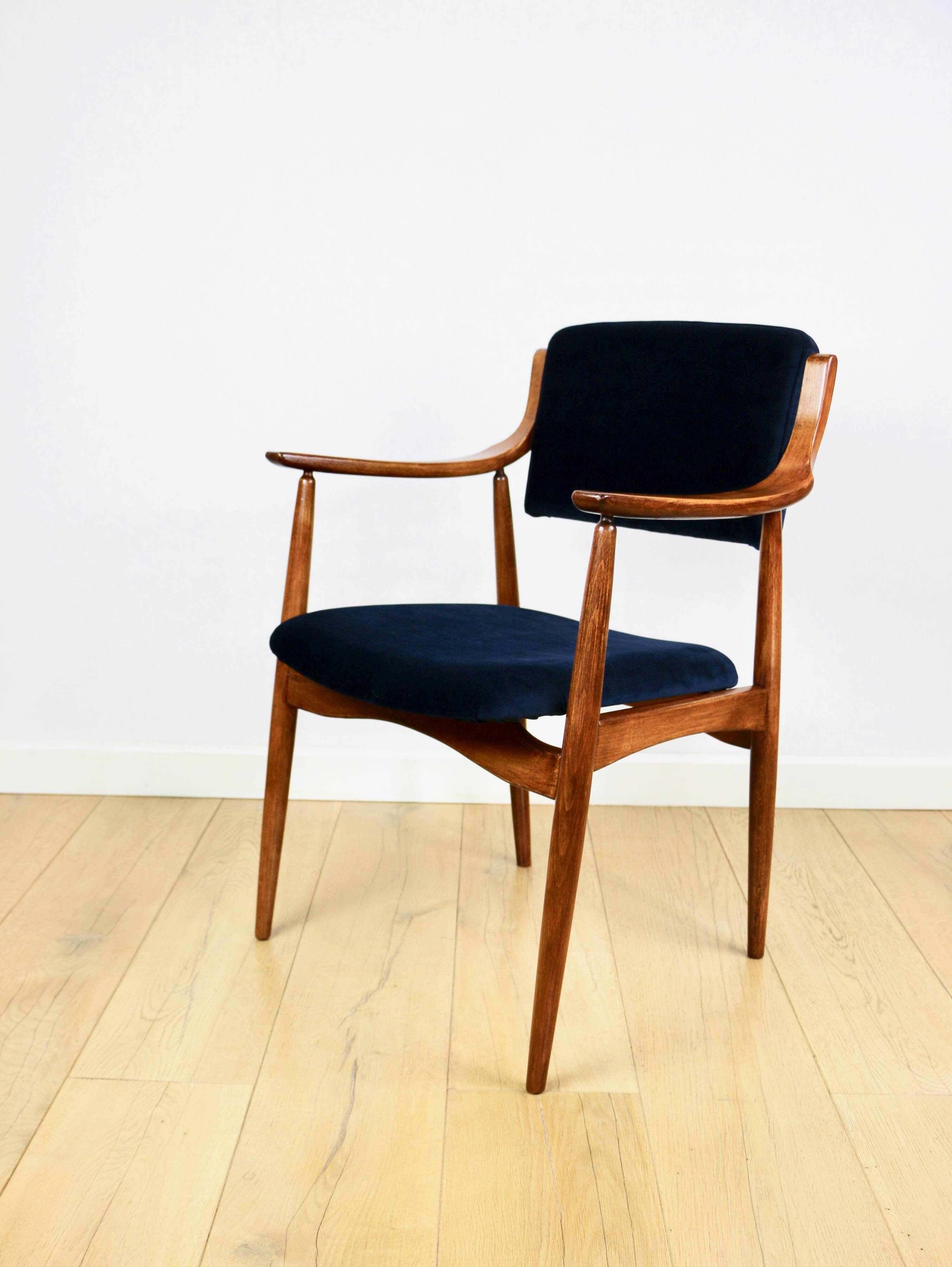Danish office armchair vintage - navy blue