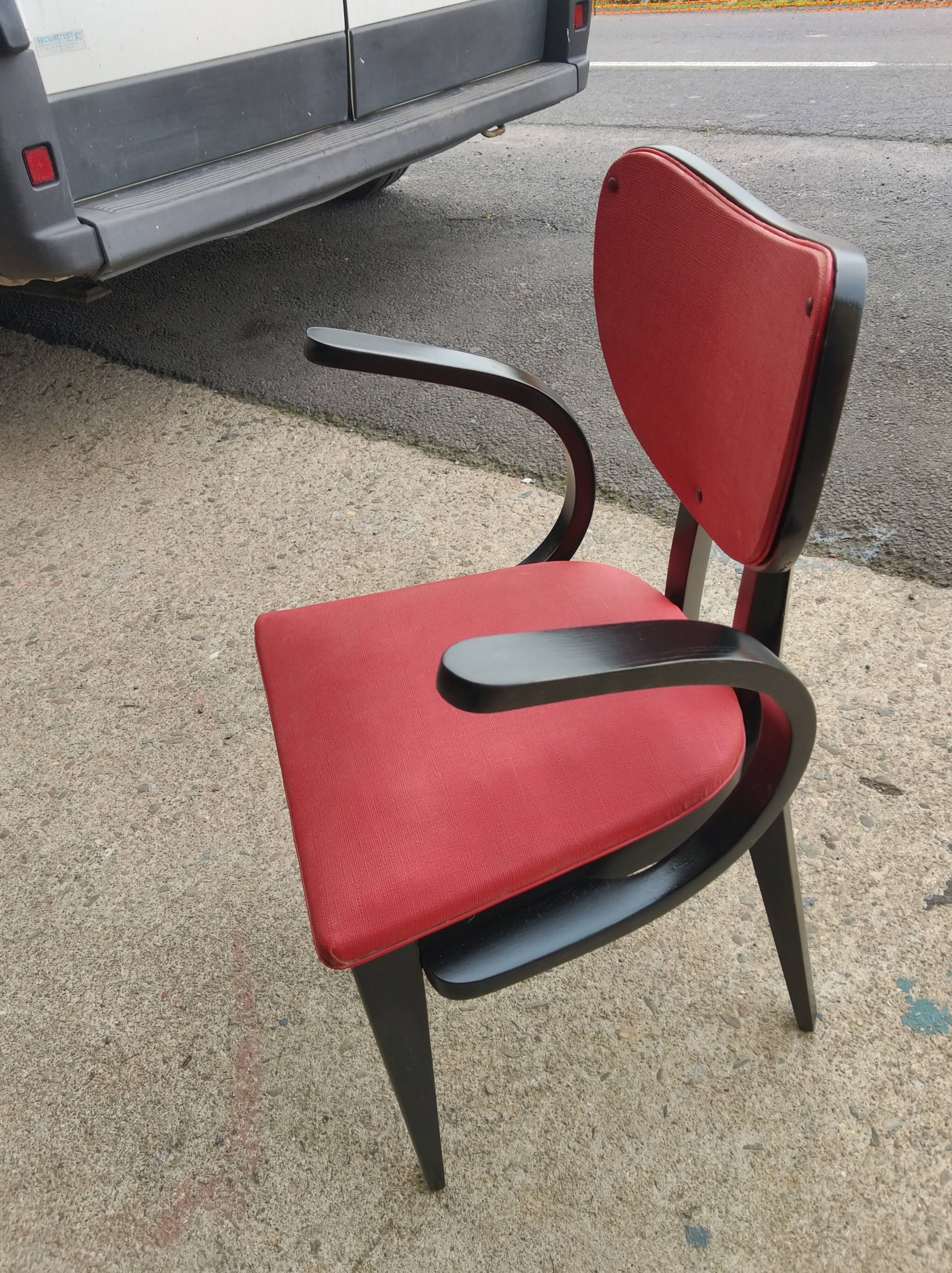 Fauteuil de bureau vers 1950 rouge et noir