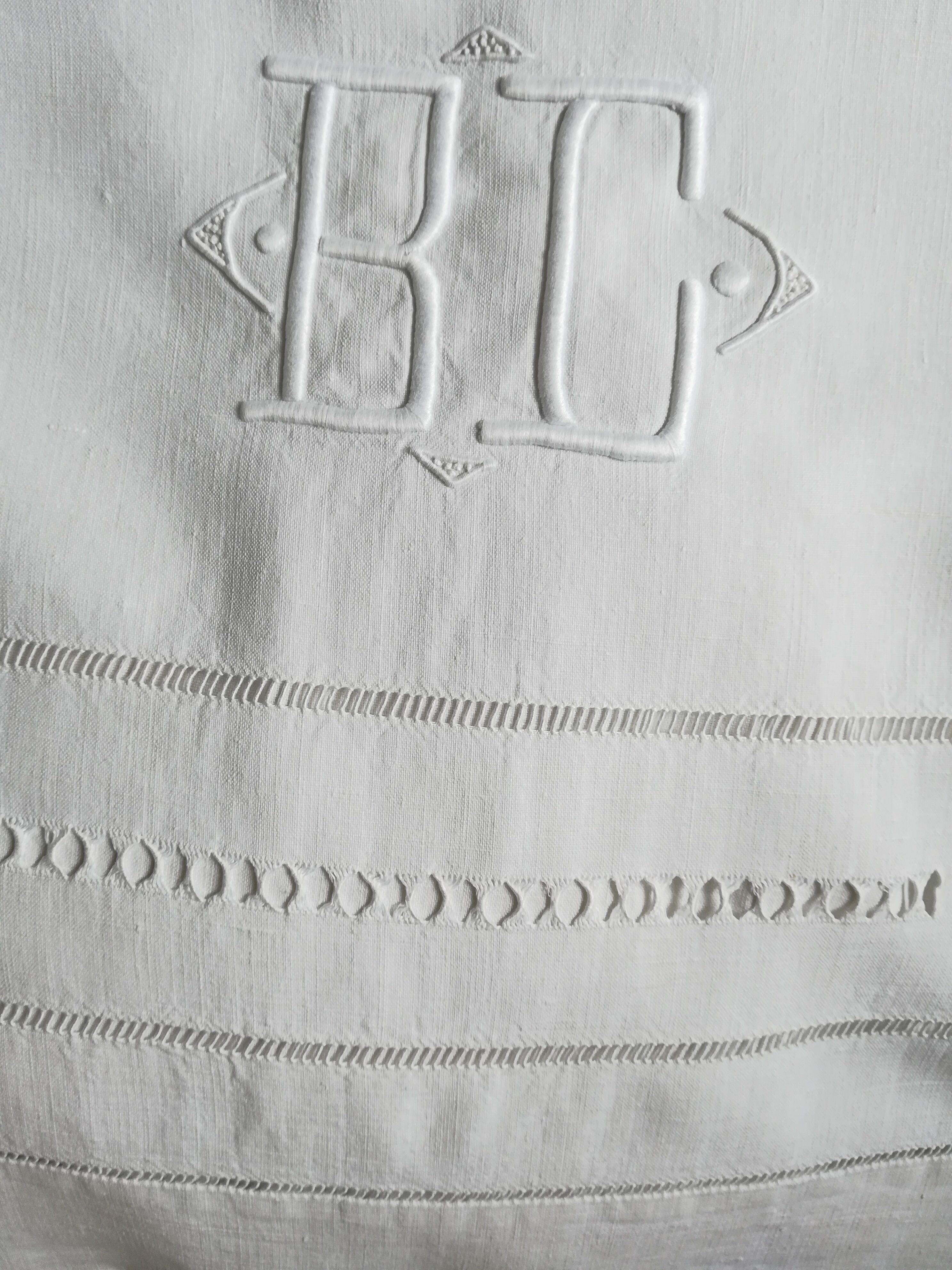 Old linen embroidered sheet