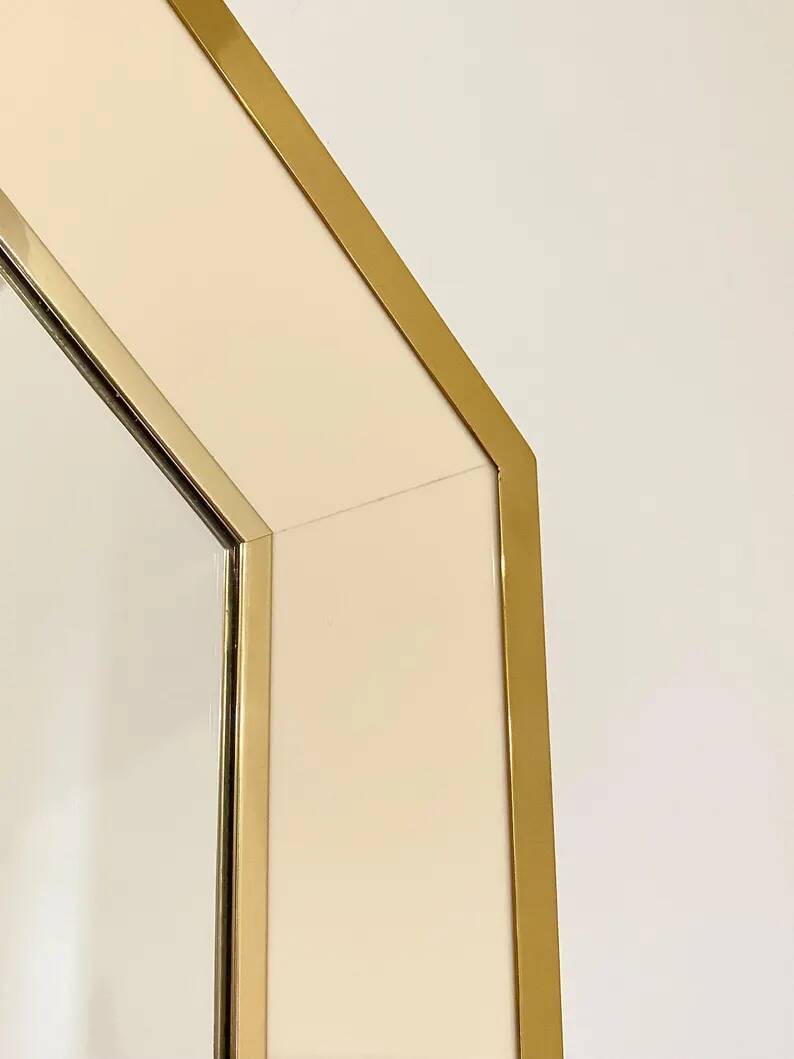 Octagonal mirror by Jean Claude Mahey, France 1970s