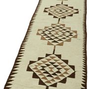Turkish Handwoven Vintage Herki Kilim 85 cm x 338 cm