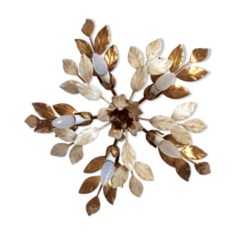 Ceiling, gold metal leaves, Italy 60s