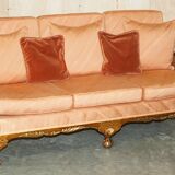 Three-piece bergère set in walnut, Chinoiserie style, from the 1920s, in need of restoration.