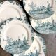 6 assiettes plates n°2 Salins en terre de fer, service "Delft"