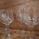 10 antique hand-blown wine glasses engraved with floral decoration