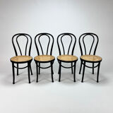 Set of 4 Bentwood and Cane Cafe Dining Chairs, 1990s