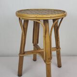 Tabouret / guéridon vintage 1970's,rotin