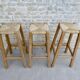 Lot of 3 high stool, bar, solid oak and mulched seat