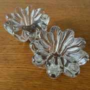 2 bougeoirs fleurs en cristal, années 60