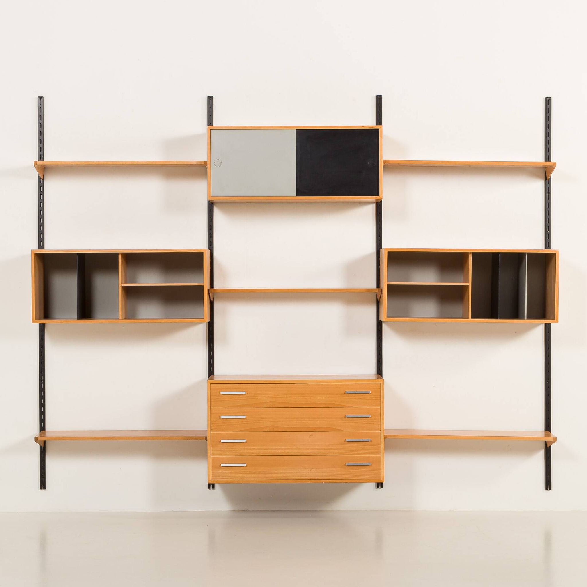 Rare Kai Kristiansen 3 bay wall unit in beech, 1970s