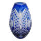 Small Bohemian crystal vase, cut with cobalt lining