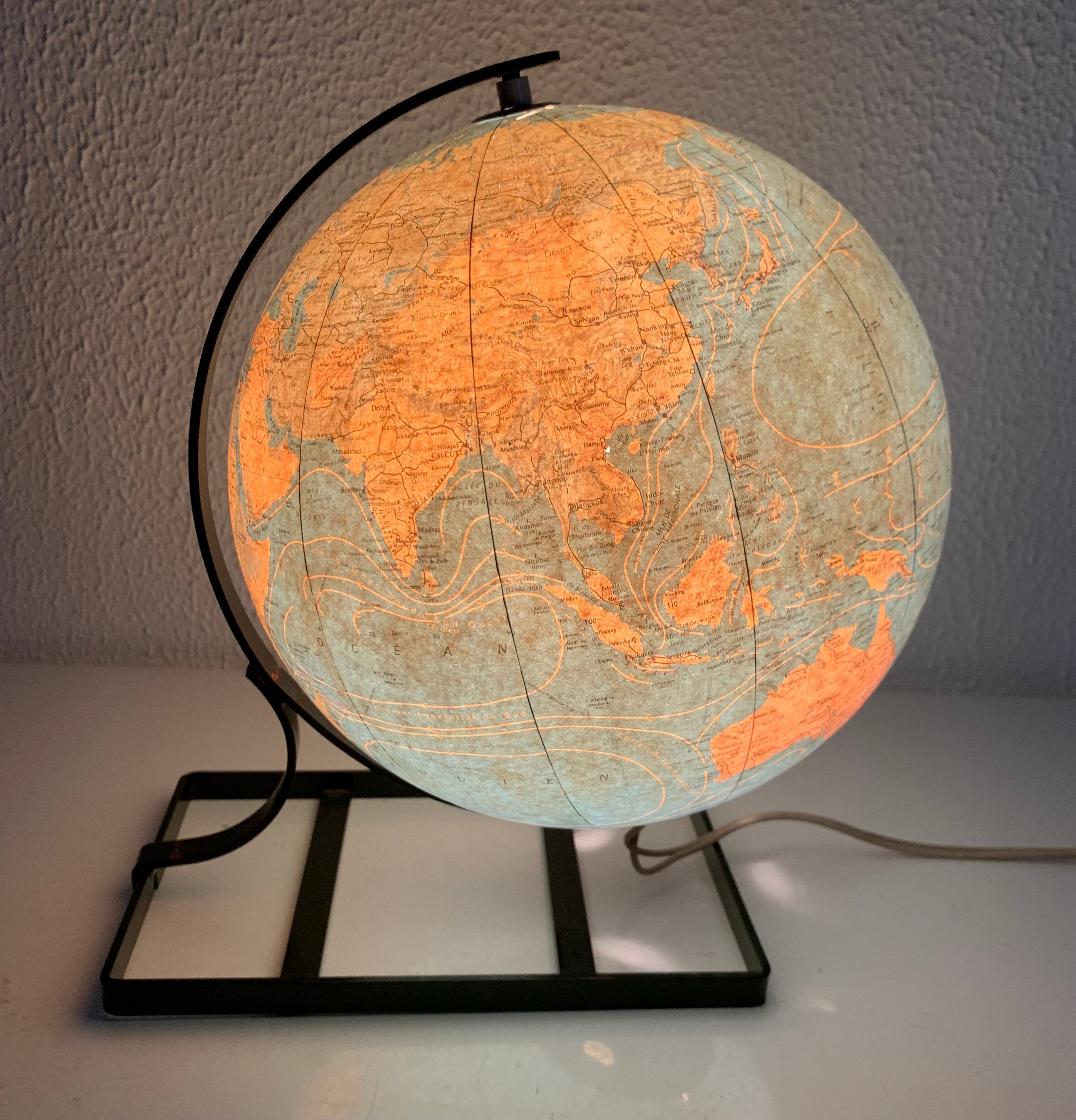 Vintage globe 1971 terrestrial Taride glass - 29 cm
