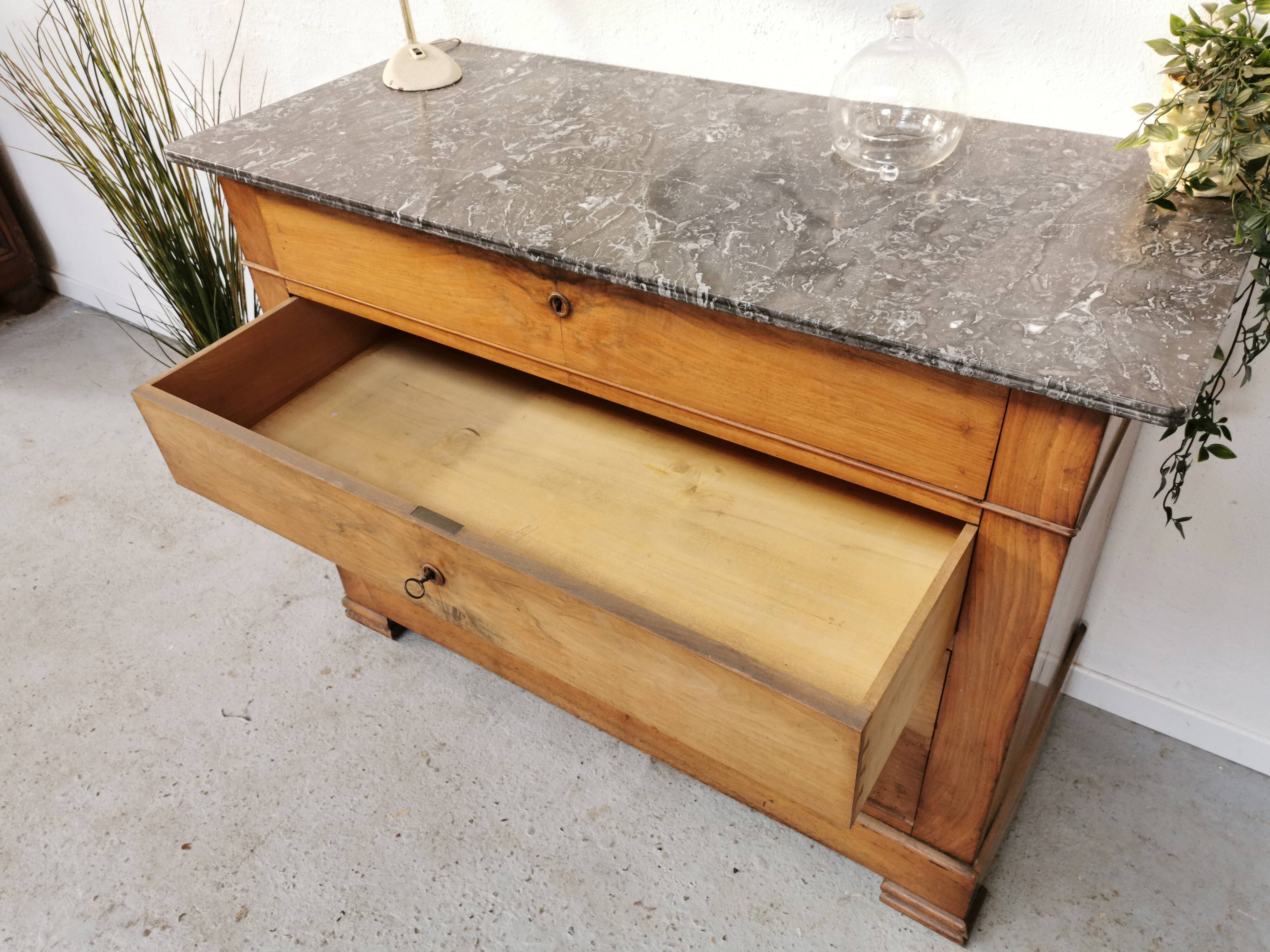 Louis Philippe walnut and marble dresser