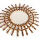 Midcentury Sunburst Mirror, Bamboo & Rattan, Handmade in France, 1950s