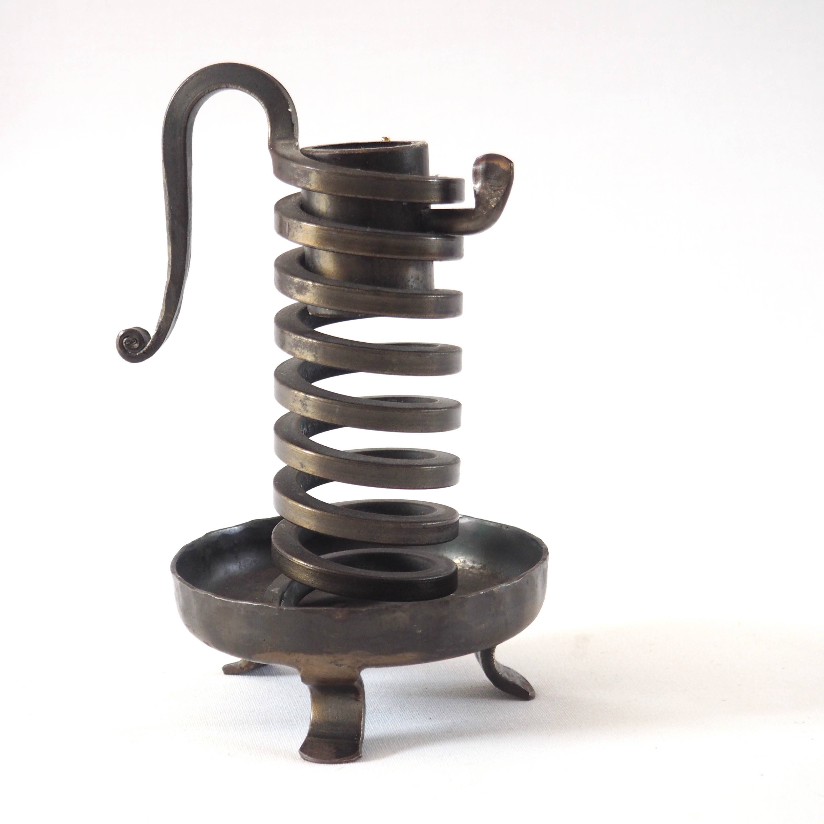 Wrought iron cellar rat candlestick