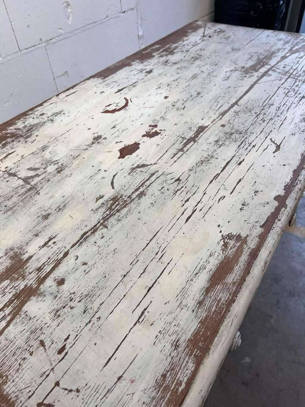 Brocante wooden farmhouse table / white / dining table