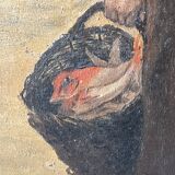 Oil on panel "Return from the fish market" 1900, genre scene