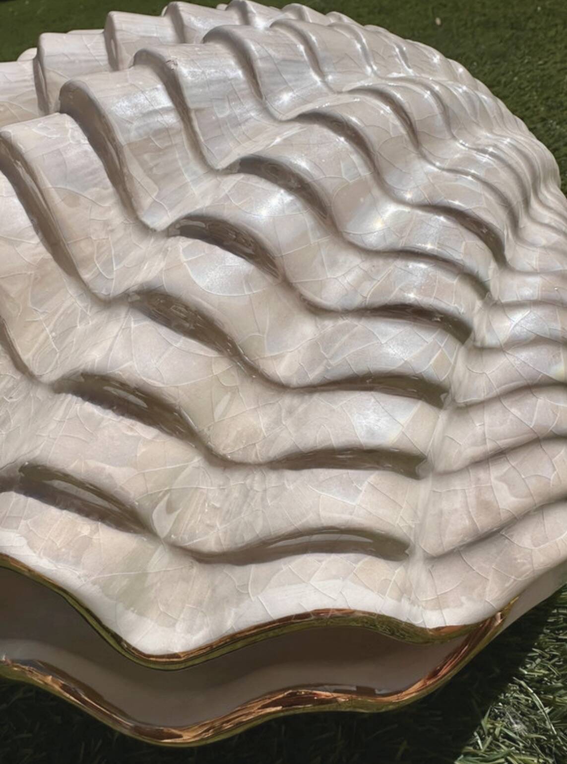 Paire de lampes en céramique nacrée en forme de coquillage, BON DÍA, années 60