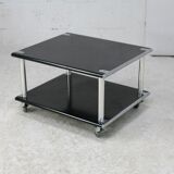 Coffee table "space age" in black lacquered steel