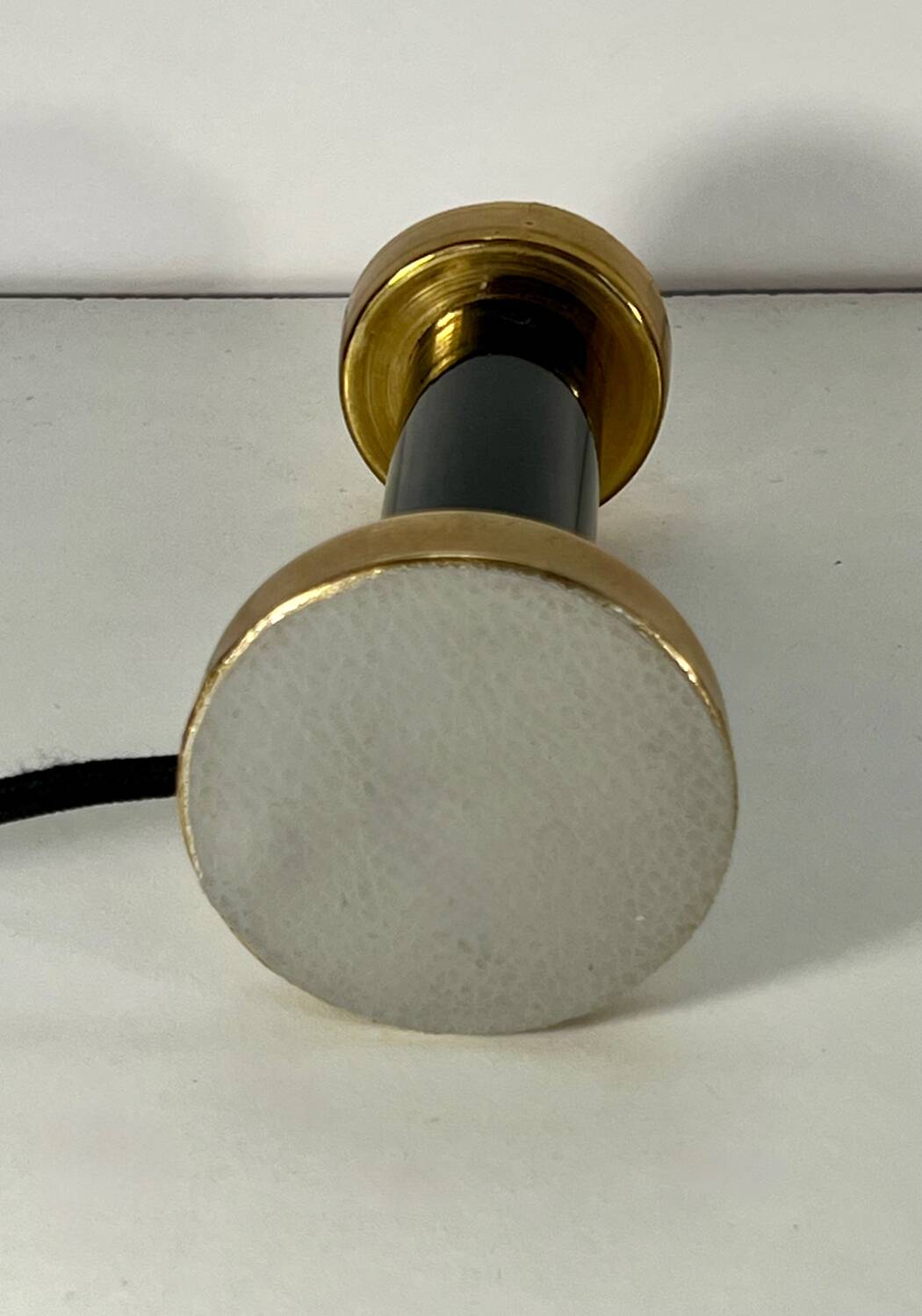 Pair of Art Deco bedside lamps, glasses signed Muller