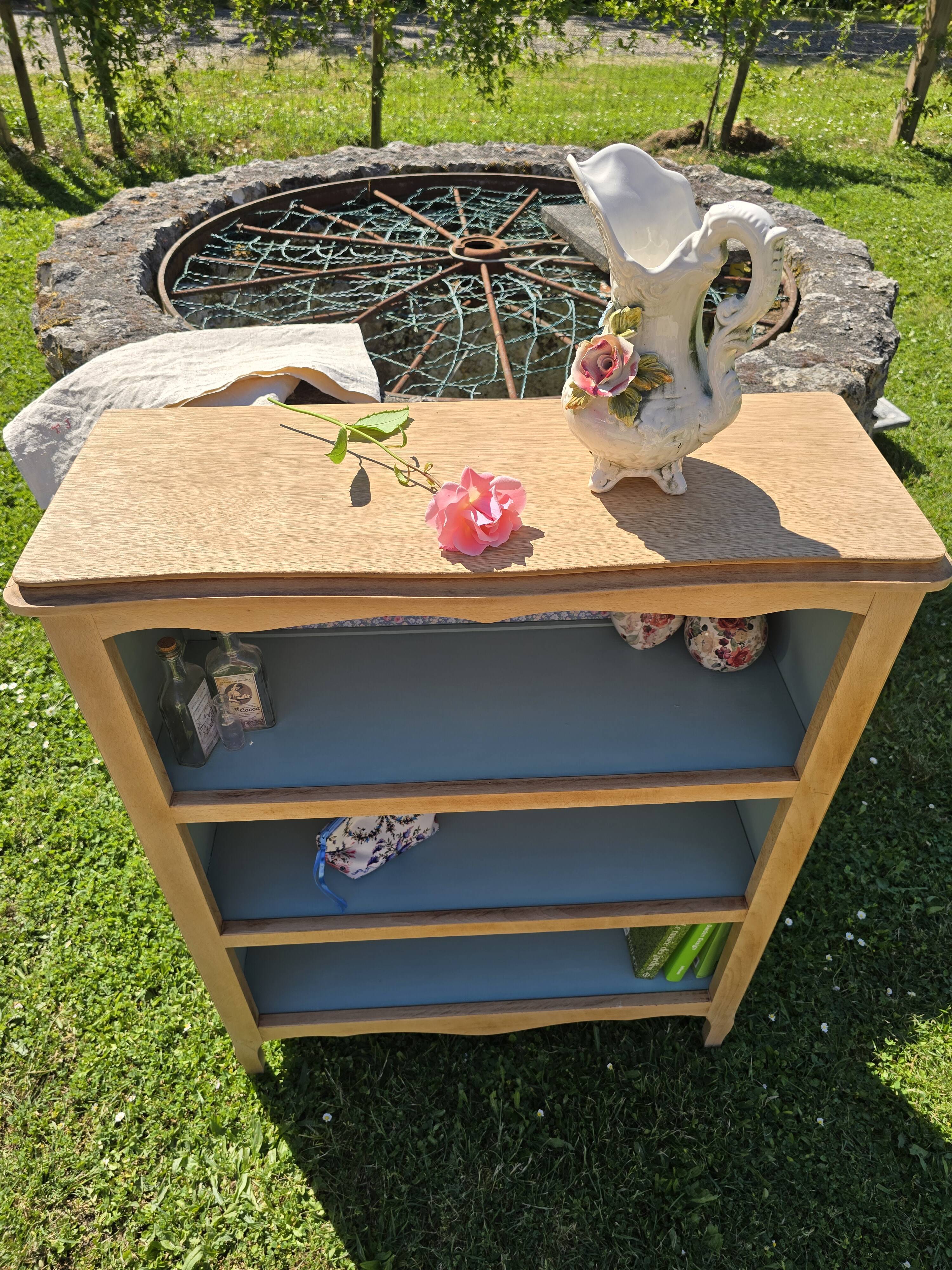 Bibus accent furniture bookshelf in sage green and wood
