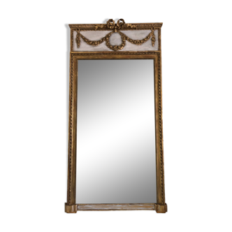 Trumeau/Louis XVI style mirror/Golden wood & stuff/Beveled glass/c1920