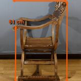Fauteuil Dagobert en Noyer, style Médiéval – Fin XIXe