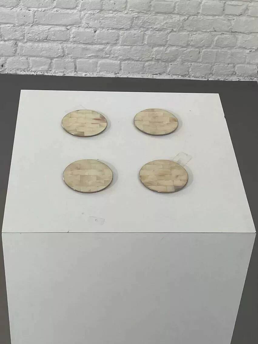 Set of 4 vintage mother-of-pearl coasters