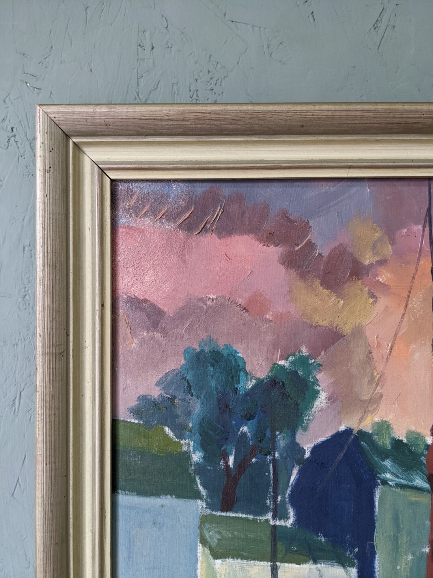 1954 swedish vintage coastal oil painting