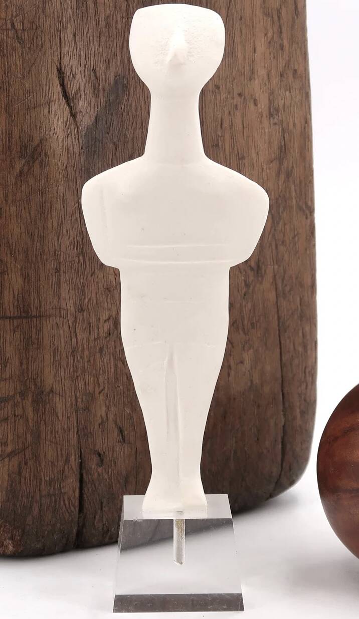 Greek Cycladic idol sculpture on base, 1970s