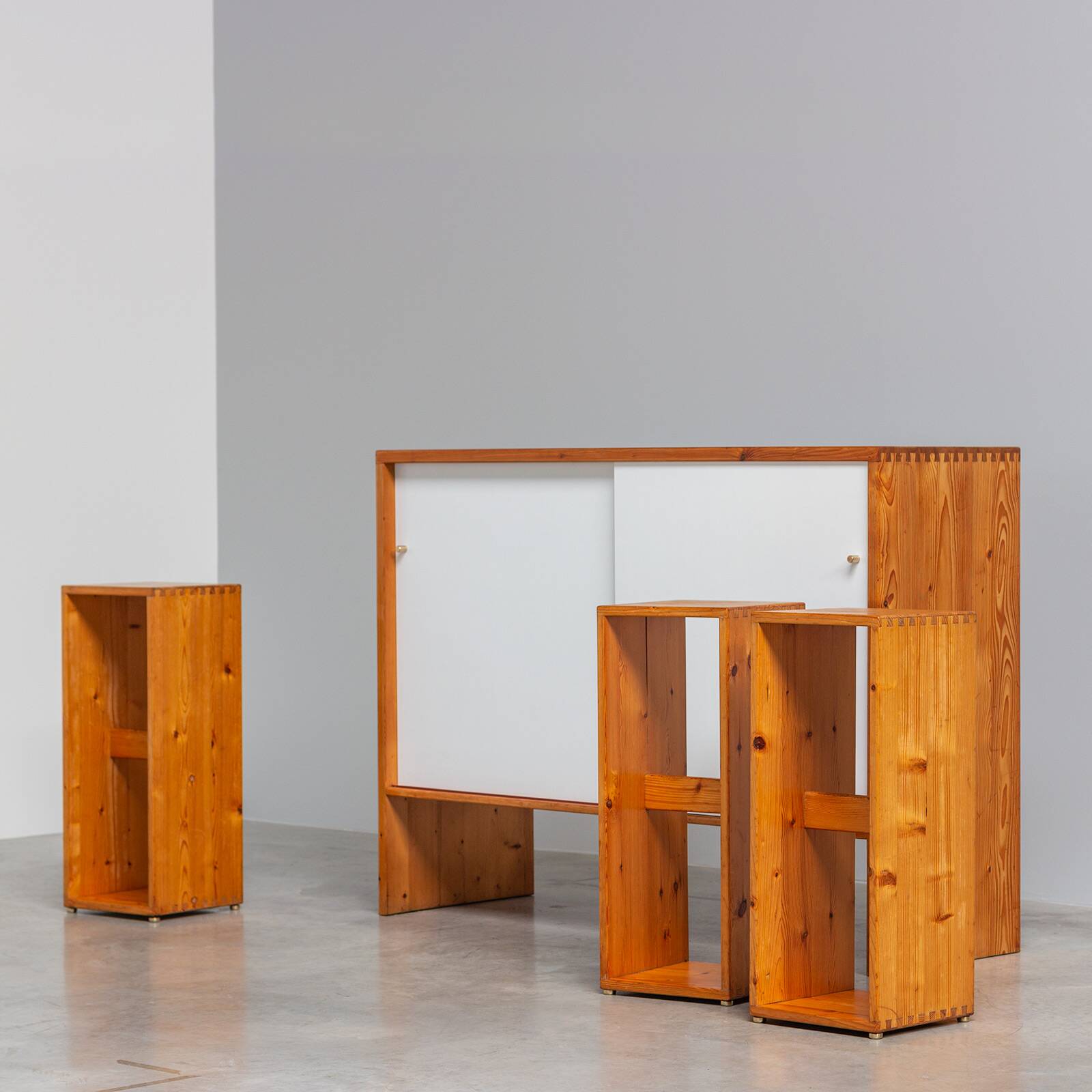 Swedish Mid-Century bar set made from solid pine 1970s