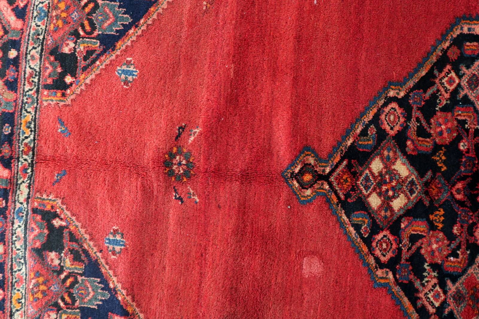 Tapis persan Hamadan vintage fait main, 136 cm x 210 cm, années 1960