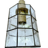 Pair of pendant lamps vintage limburg, glass & brass, 70s