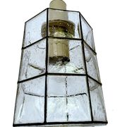 Pair of pendant lamps vintage limburg, glass & brass, 70s