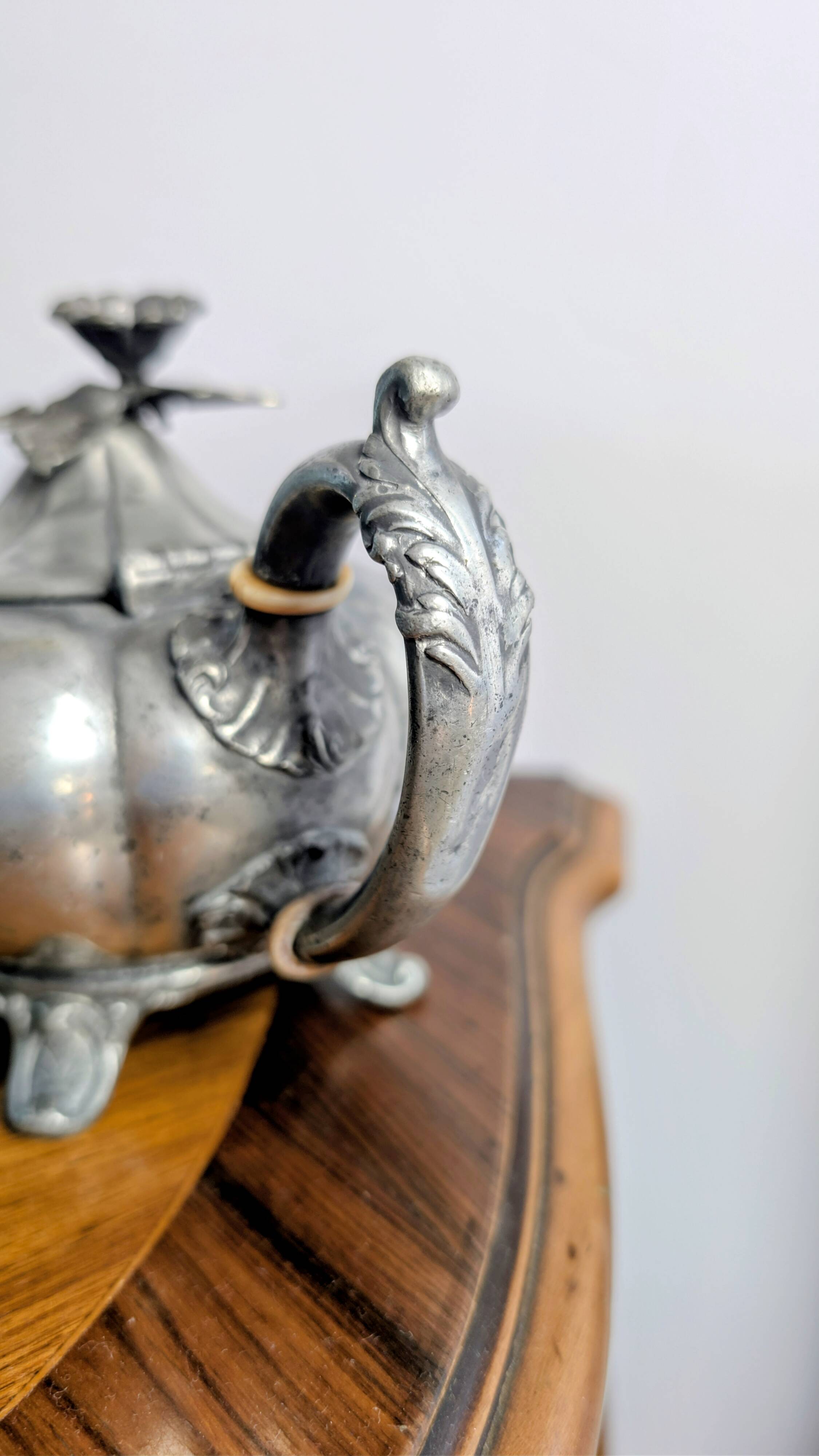 Vintage Shaw & Fisher Sheffield metal tin teapot