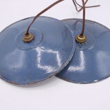Pair of blue enamelled metal suspensions