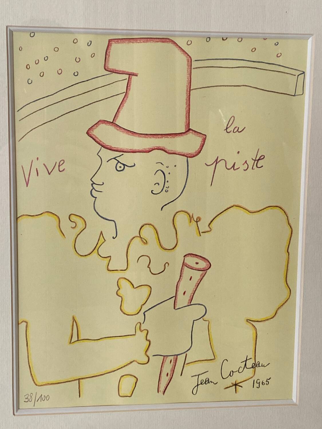 Lithograph, Long Live the Track, Jean Cocteau
