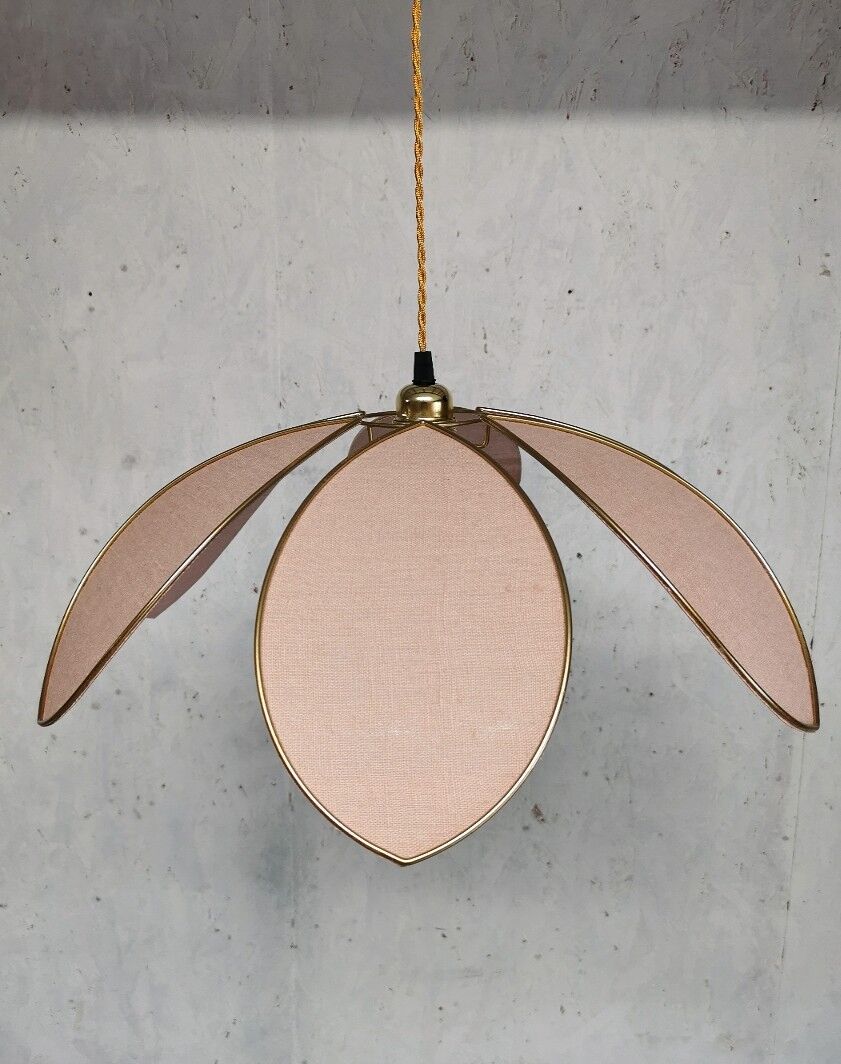Suspension flower lamp 6 petals linen nude